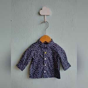 IKKS Navy Blue Girafe Print Button Up